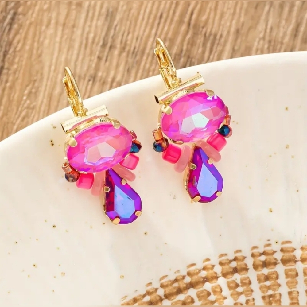 NEW! 2 For 25$ Elegant Pink and Purple Drop Earrings Nip!